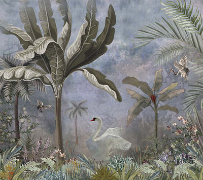 Trees Plants Tropical Nature Scene Wall Mural, Non-Woven, Customized Wallpaper, Non-Pasted, Washable, Store Decor, Removable, Home Decor - Adawall -Houston Wallpaper Store - Walcoverings, Curtains & Wall Panels
