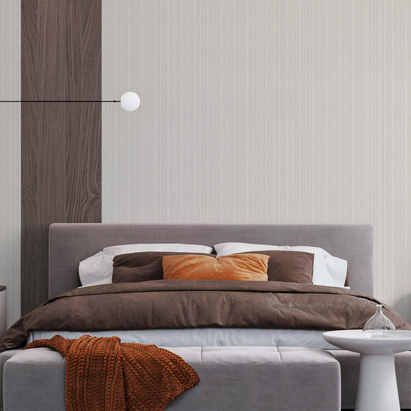 Trendy Thin Striped Textured Wallpaper, Ivory Modern Minimalist Washable Pinstripe Pattern, Home Wall Interior Decor - Adawall -Houston Wallpaper Store - Walcoverings, Curtains & Wall Panels