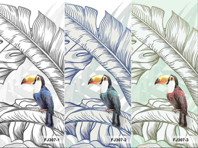 Tropical Animals Wallpaper, Green Drawing Wall Mural, Custom Size Wall Covering, Non-Woven, Non-Pasted, Removable, Art - Adawall -Houston Wallpaper Store - Walcoverings, Curtains & Wall Panels