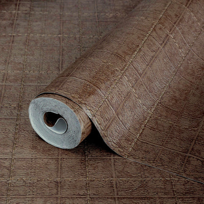 Velvet Stich Embossed Geometric Cubic Dark Brown,Home Wall Decor, Aesthetic Wallpaper, Textured Wallcovering Non-Adhesive and Non-Peel - Adawall -Houston Wallpaper Store - Walcoverings, Curtains & Wall Panels