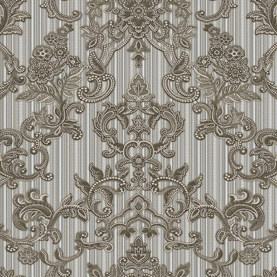 Victorian Damask Striped Wallpaper, Silver, Gray Rich Textured Embossed Wall Paper, Extra Wide 114 sq ft Roll, Wall Decor, Silver, Washable - Adawall -Houston Wallpaper Store - Walcoverings, Curtains & Wall Panels