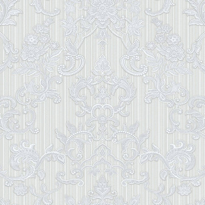 Victorian Damask Striped Wallpaper, White, Gray Rich Textured Embossed Wall Paper, Extra Wide 114 sq ft Roll, Modern Wall Covering, Sturdy, Washable - Adawall -Houston Wallpaper Store - Walcoverings, Curtains & Wall Panels