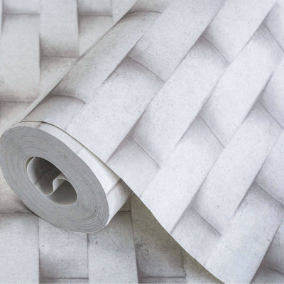 Wall Brick Embossed Cubic Geometric Wallpaper, Home Wall Decor, Aesthetic Wallpaper, Textured Wallcovering Non-Adhesive and Non-Peel - Adawall -Houston Wallpaper Store - Walcoverings, Curtains & Wall Panels