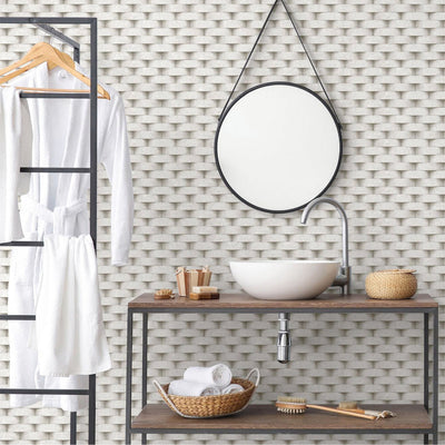 Wall Brick Embossed Cubic Geometric Wallpaper, Home Wall Decor, Aesthetic Wallpaper, Textured Wallcovering Non-Adhesive and Non-Peel - Adawall -Houston Wallpaper Store - Walcoverings, Curtains & Wall Panels