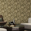 Washed Green Leaf Wallpaper, Textured Faded Tree Leaves Wallcovering, Non-Pasted - Walloro High End Wallcoverings & More