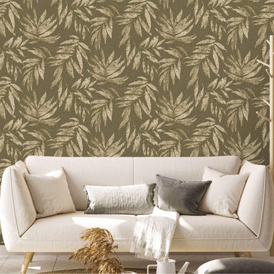 Washed Green Leaf Wallpaper, Textured Faded Tree Leaves Wallcovering, Non-Pasted - Adawall -Houston Wallpaper Store - Walcoverings, Curtains & Wall Panels