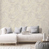 Washed Light Gray Leaf Wallpaper, Textured Faded Tree Leaves Wallcovering, Non-Pasted - Walloro High End Wallcoverings & More