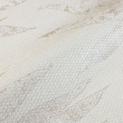 Washed White Leaf Wallpaper, Textured Faded Tree Leaves Wallcovering, Non-Pasted - Adawall -Houston Wallpaper Store - Walcoverings, Curtains & Wall Panels