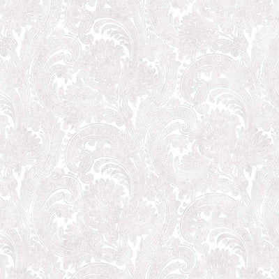 Washed White Paisley Pattern Wallpaper, Rich Textured Wallcovering, Traditional, Extra Large 114 sq ft Roll, Washable, Home Wall Decor, Durable - Adawall -Houston Wallpaper Store - Walcoverings, Curtains & Wall Panels