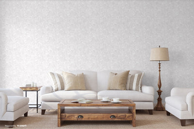 Washed White Paisley Pattern Wallpaper, Rich Textured Wallcovering, Traditional, Extra Large 114 sq ft Roll, Washable, Home Wall Decor, Durable - Adawall -Houston Wallpaper Store - Walcoverings, Curtains & Wall Panels