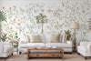 White Botanical Wall Mural, Butterfly Flowers Chinoiserie Wallpaper, Nature Theme Custom Size Wall Covering, Non-Woven, Non-Pasted, Removable, Washable - Adawall -Houston Wallpaper Store - Walcoverings, Curtains & Wall Panels