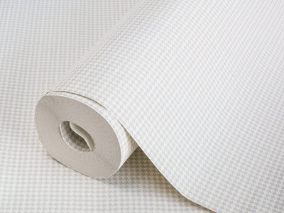 White Classic Houndstooth Wallpaper, Textured Non-Adhesive Wallcovering - Adawall -Houston Wallpaper Store - Walcoverings, Curtains & Wall Panels