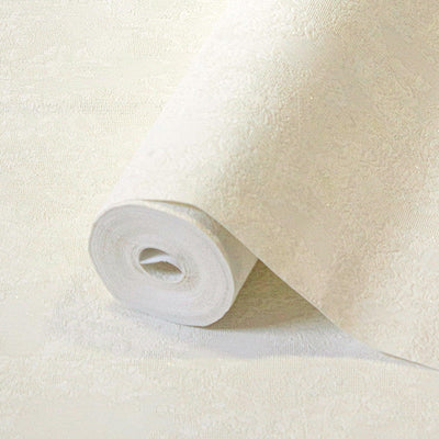 White Deep Embossed Wallpaper, Cream Solid Color Plain Elegant Sparkling Glittering Wallcovering, Easy Clean, Abstract, Plain, Non-Woven - Adawall -Houston Wallpaper Store - Walcoverings, Curtains & Wall Panels