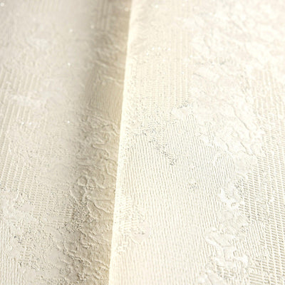 White Deep Embossed Wallpaper, Cream Solid Color Plain Elegant Sparkling Glittering Wallcovering, Easy Clean, Abstract, Plain, Non-Woven - Adawall -Houston Wallpaper Store - Walcoverings, Curtains & Wall Panels