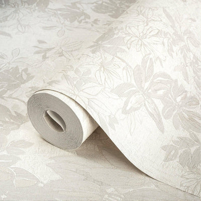 White Elegant Embossed Leaf Pattern Wallpaper, 3D Textured Floral Plants Botanic Wall Paper - Adawall -Houston Wallpaper Store - Walcoverings, Curtains & Wall Panels