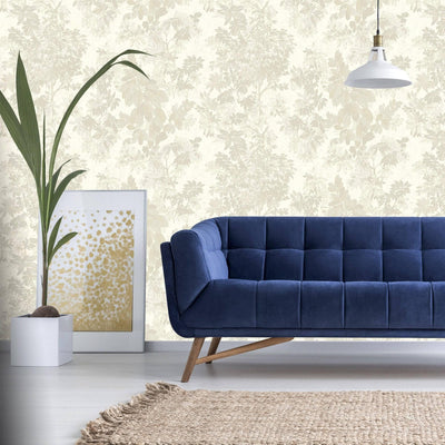 White Elegant Embossed Leaf Pattern Wallpaper, 3D Textured Floral Plants Botanic Wall Paper - Adawall -Houston Wallpaper Store - Walcoverings, Curtains & Wall Panels