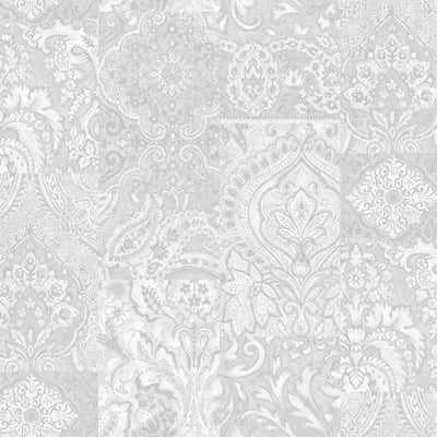 White Elegant Patchwork Deep Embossed Wallpaper, 3D Textured Luxury Damask Wallcovering - Adawall -Houston Wallpaper Store - Walcoverings, Curtains & Wall Panels