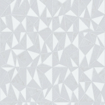 White Geometric Triangle Wallpaper, 3D Embossed Shiny Wallcovering, Abstract Pattern, Home Commercial Use - Adawall -Houston Wallpaper Store - Walcoverings, Curtains & Wall Panels