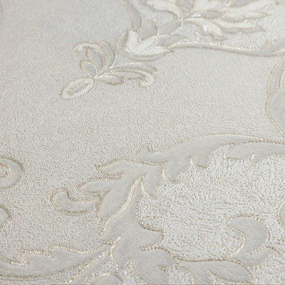 white Italian Damask Embossed Wallpaper, Sparkling Neutral Colors Luxury Wallcovering - Adawall -Houston Wallpaper Store - Walcoverings, Curtains & Wall Panels