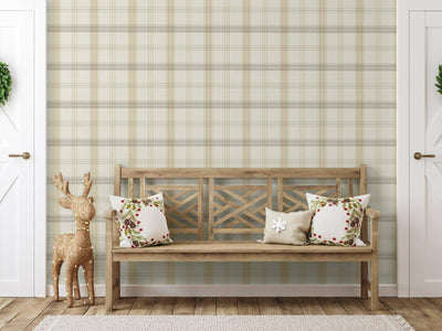 White Large Plaid Textured Wallpaper, Tartan Fabric Pattern Classical Modern Non-Pasted Wallcovering - Adawall -Houston Wallpaper Store - Walcoverings, Curtains & Wall Panels