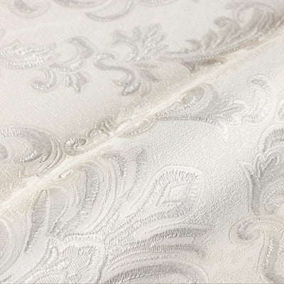 White Luxury Baroque Deep Embossed Wallpaper, Damask Ornate Patterns Sparkling Wallcovering - Adawall -Houston Wallpaper Store - Walcoverings, Curtains & Wall Panels