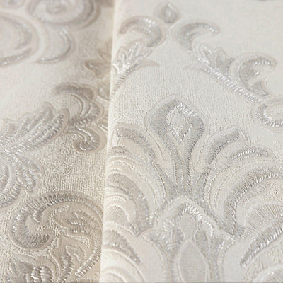 White Luxury Baroque Deep Embossed Wallpaper, Damask Ornate Patterns Sparkling Wallcovering - Adawall -Houston Wallpaper Store - Walcoverings, Curtains & Wall Panels