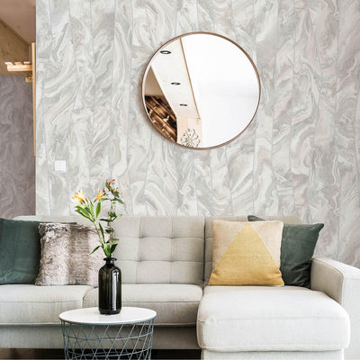 White Marble Embossed Wallpaper, Marbled Pattern Striped Stone Effect Modern Wallcovering, Washable - Adawall -Houston Wallpaper Store - Walcoverings, Curtains & Wall Panels