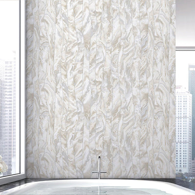 White Marble Embossed Wallpaper, Marbled Pattern Striped Stone Effect Modern Wallcovering, Washable - Adawall -Houston Wallpaper Store - Walcoverings, Curtains & Wall Panels