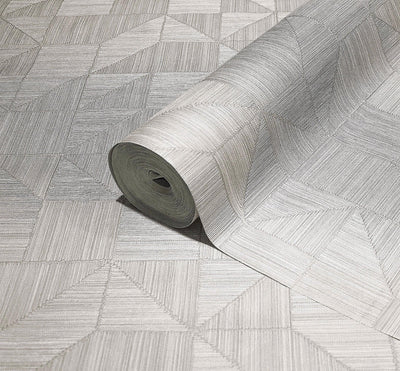 White Modern Geometric Shapes Wallpaper, Embossed Rich Textured Contemporary Wallcovering - Adawall -Houston Wallpaper Store - Walcoverings, Curtains & Wall Panels