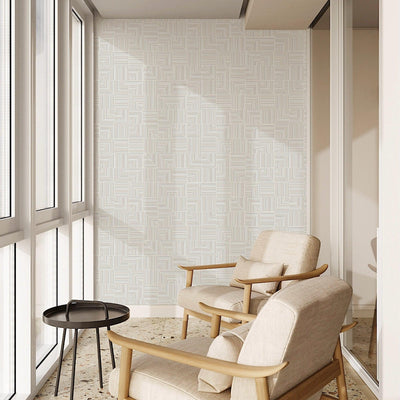 White Modern Geometric Shapes Wallpaper, Embossed Rich Textured Contemporary Wallcovering - Adawall -Houston Wallpaper Store - Walcoverings, Curtains & Wall Panels