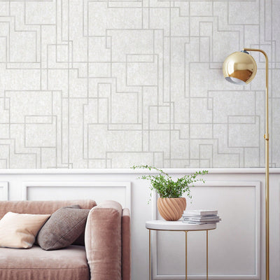 White Modern Lines Geometric Wallpaper, Contemporary 3D Embossed Wallcovering, Abstract Bold - Adawall -Houston Wallpaper Store - Walcoverings, Curtains & Wall Panels