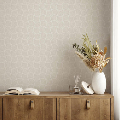 White Round Geometric Shapes Deep Embossed Wallpaper, Shiny Surface Textured Wall Accent Decor - Adawall -Houston Wallpaper Store - Walcoverings, Curtains & Wall Panels