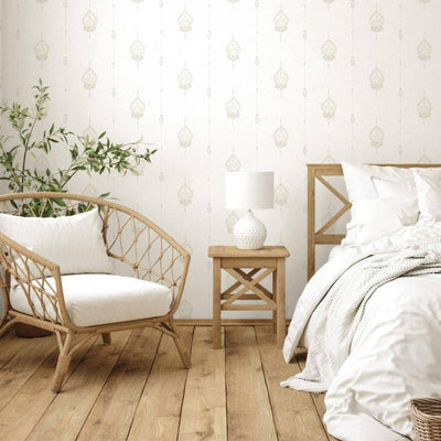 White Stylish Embossed Textured Wallpaper, Modern Ikat Stripeed Wallcovering - Adawall -Houston Wallpaper Store - Walcoverings, Curtains & Wall Panels