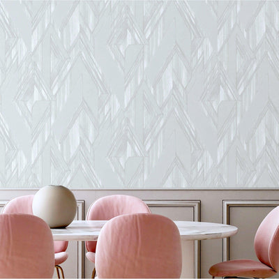 White Stylish Herringbone Geometric Wallpaper, Embossed Zigzag Pattern Wallcoverng Wall Accent - Adawall -Houston Wallpaper Store - Walcoverings, Curtains & Wall Panels