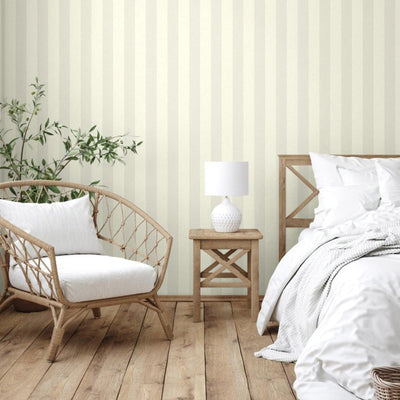 White Timeless Bold Striped Wallpaper, Flocked Textured Velvet Feeling Thick Lines Wallcovering - Adawall -Houston Wallpaper Store - Walcoverings, Curtains & Wall Panels