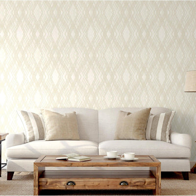 White,Gold Luxurious Argyle Pattern Embossed Wallpaper, Diomand Shape 3D Textured Shimmering - Adawall -Houston Wallpaper Store - Walcoverings, Curtains & Wall Panels