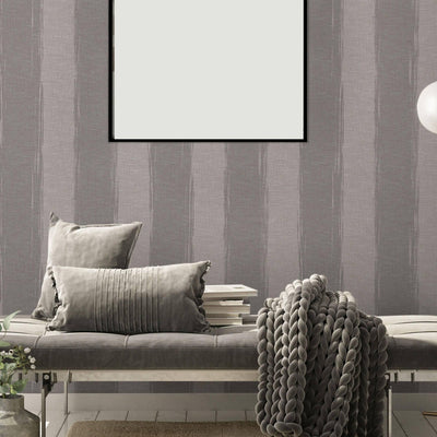 Wide Striped Wallpaper, Rich Textured Wallcovering, Traditional, Gray, Extra Large 114 sq ft Roll, Washable Wall Paper, Home Wall Decor - Adawall -Houston Wallpaper Store - Walcoverings, Curtains & Wall Panels