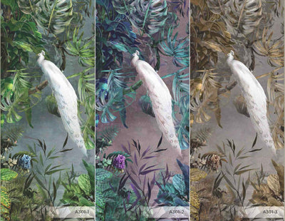 Yellow Elegant Chinoiserie Peacock Wall Mural Floral Leaves Wallpaper, Custom Wall Mural, Non-Adhesive, Washable, Extra Large, Removable, Home Decor Wall Art - Adawall -Houston Wallpaper Store - Walcoverings, Curtains & Wall Panels