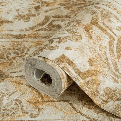 Yellow Washed Distressed Wallpaper, Rich Damask Textured Wallcovering, Large 114 sq ft Roll, Washable, Rusted Effect, Abstract Wallpaper - Adawall -Houston Wallpaper Store - Walcoverings, Curtains & Wall Panels